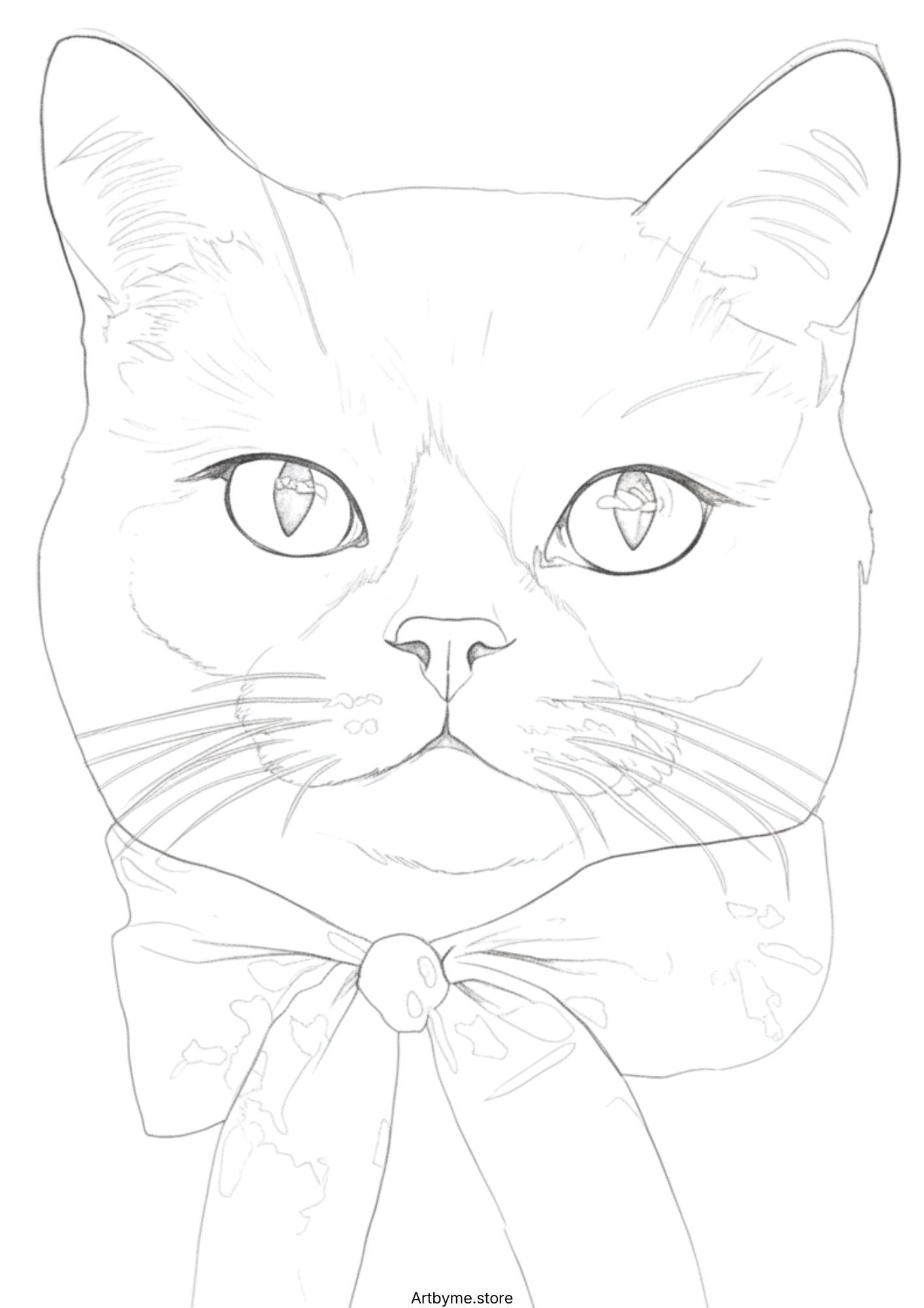 15 Cute Cat Watercolor Coloring Pages
