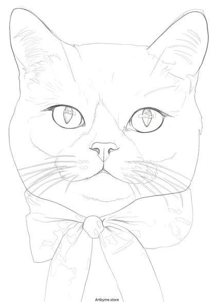 15 Cute Cat Watercolor Coloring Pages