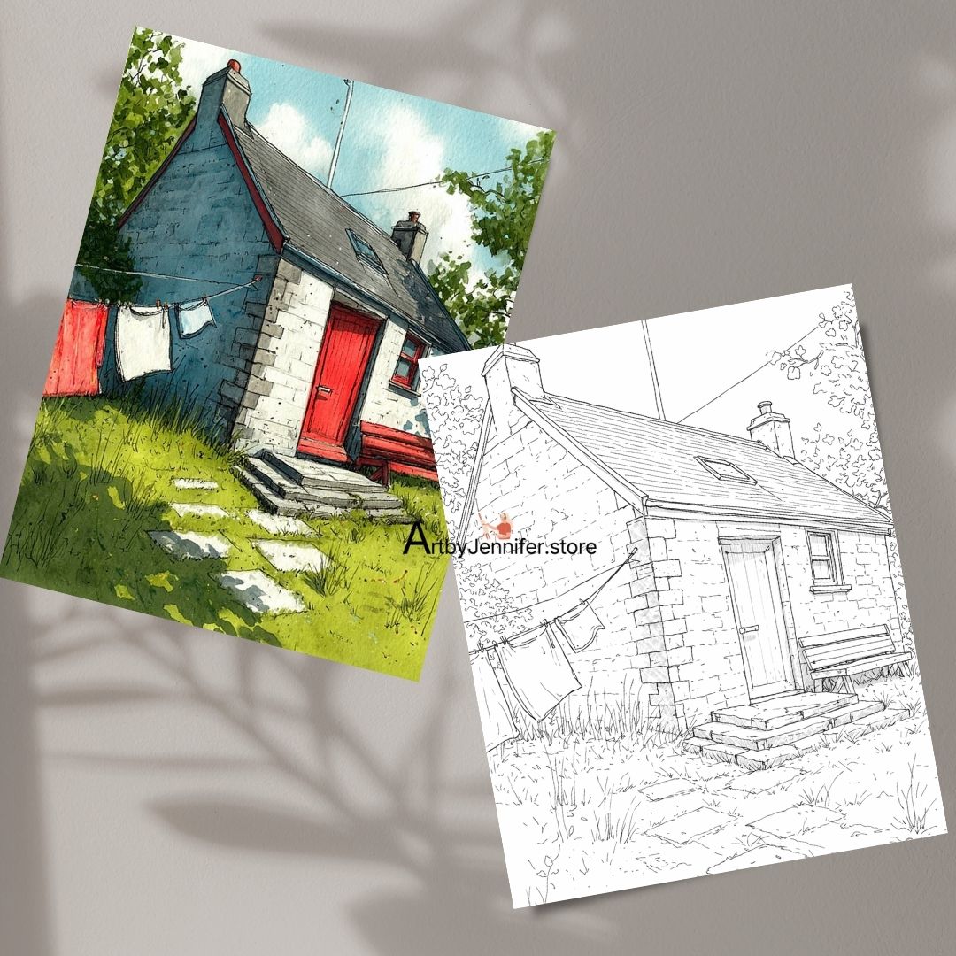 30 Country-Style Watercolor Coloring Pages