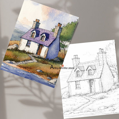 30 Country-Style Watercolor Coloring Pages
