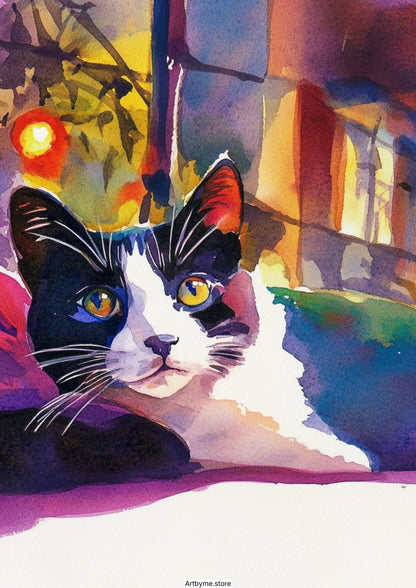 15 Cute Cat Watercolor Coloring Pages